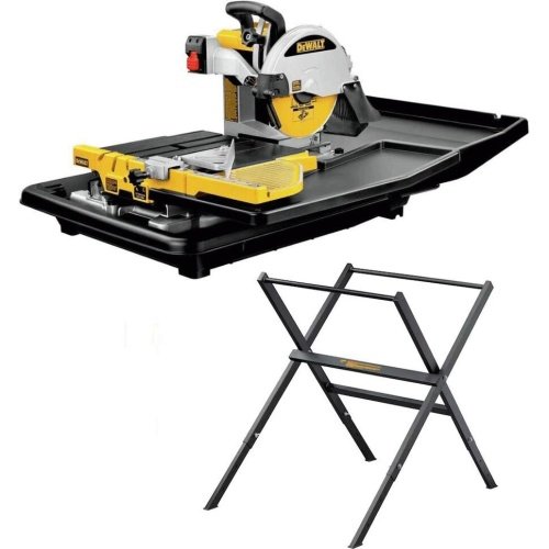 DEWALT 10 Inch Corded Wet Tile Saw & Wet Tile Saw Stand for D24000 Bundle