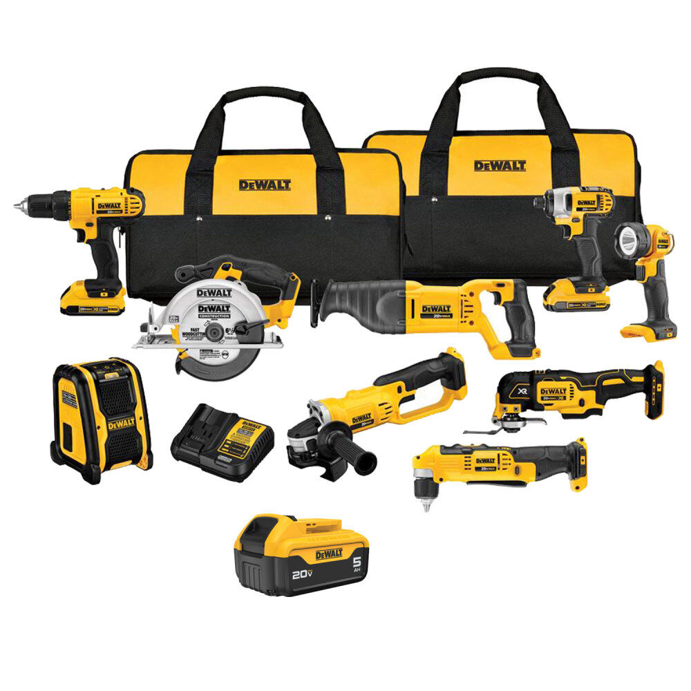 DEWALT 20V Max 9-Tool Combo Kit with Extra 5.0Ah Lithium Ion Battery 1 DEWALT 20V Max 9-Tool Combo Kit with Extra 5.0Ah Lithium Ion Battery
