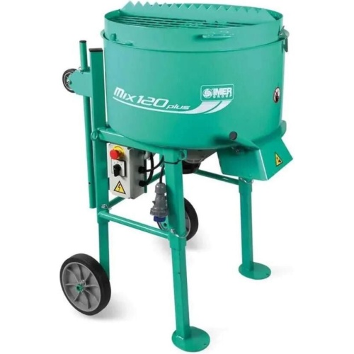 IMER 110V 4 Cu-Ft Mix 120 Plus Portable Vertical Shaft Paddle Mixer with Open Grate