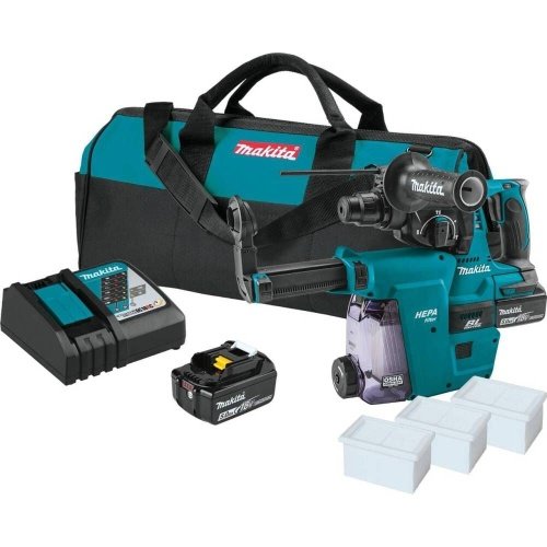 Makita 18V LXT Rotary Hammer 1in Kit SDS PLUS with HEPA Dust Extractor Attachment