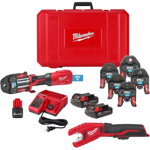 Milwaukee M18 FORCE LOGIC ONE-KEY Press Tool with 1/2"-2" CTS Jaws and M12 3/8"-1" Copper Tubing Cutter