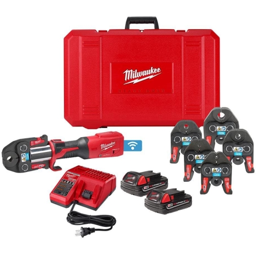 Milwaukee M18 FORCE LOGIC ONE-KEY Press Tool with 1/2"-2" CTS Jaws and M18 PACKOUT 2.5 Gallon Wet Dry Vacuum