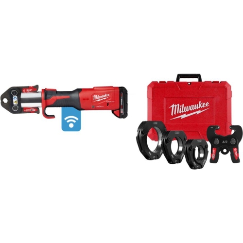 Milwaukee M18 FORCE LOGIC Press Tool with ONE-KEY & 1/2 Inch-2 Inch CTS Jaws & 2-1/2 Inch - 4 Inch CTS-V Pivoting Press Ring Kit Bundle