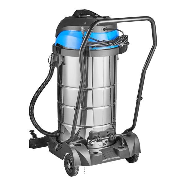 Lavex 26 Gallon Stainless Steel Commercial Wet / Dry Vacuum with Squeegee Tool and Enhanced Toolkit - 100-120V, 1400W