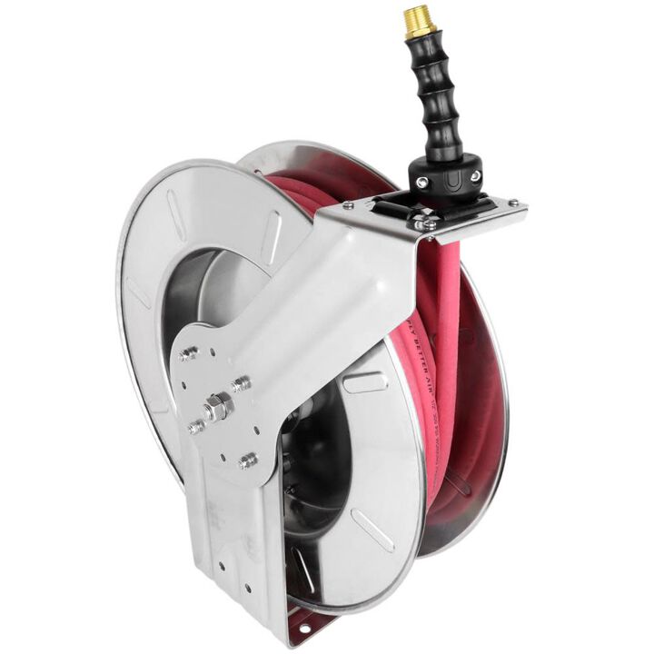 Milton Hose Reel 3/8in ID x 25' Rubber Hose with 1/4in NPT 1 Milton Hose Reel 3/8in ID x 25' Rubber Hose with 1/4in NPT