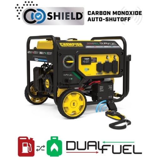 Champion Power Equipment 4375 Watt Dual Fuel Portable Generator with CO Shield and Wireless Start