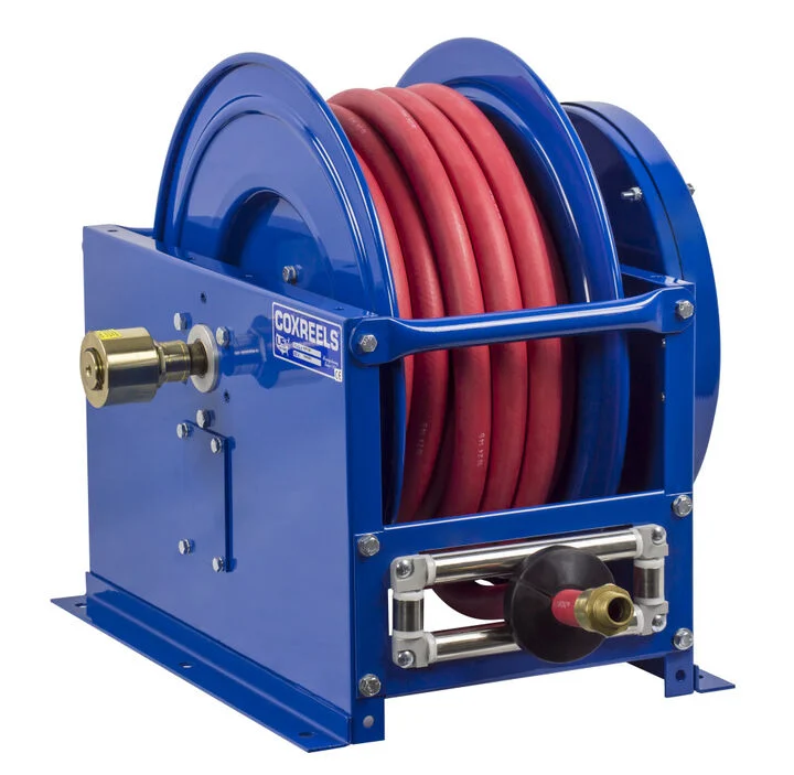 Coxreels Hose Reel Single Hose Spring Rewind for Fuel 1in ID 25' Fuel Hose 300 PSI 1 Coxreels Hose Reel Single Hose Spring Rewind for Fuel 1in ID 25' Fuel Hose 300 PSI