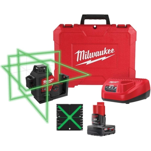 Milwaukee M12 Green Beam Laser 360 3-Plane Kit