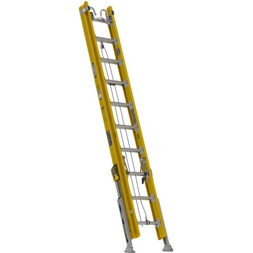 Werner 20 Ft. Type IAA Fiberglass D-Rung Extension Ladder with Cable Hook, V-Rung, and Werner LevelSafe Pro Leveler